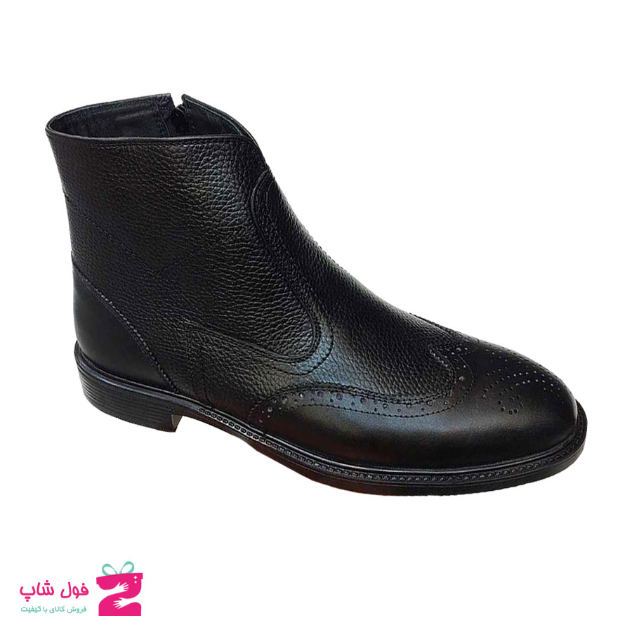 نیم بوت مردانه مجلسی خزدار چرم طبیعی تبریز کد 3065